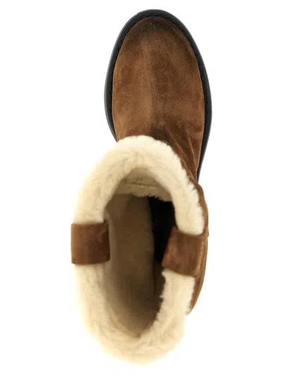 Miu Miu Round-toed Ankle Boots In Brown