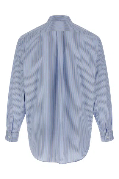 Comme Des Garçons Patterned Insert Cotton Poplin Shirt With Asymmetric Hem In Multi