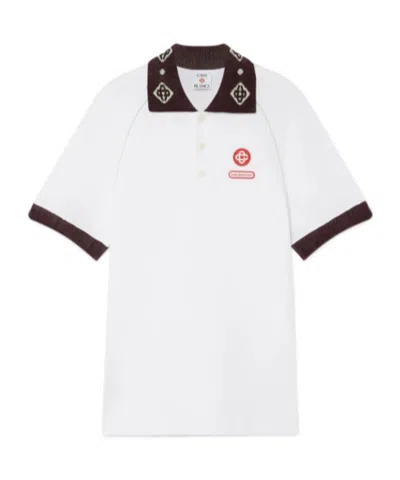 Casablanca Piqu Cotton Polo Shirt In White