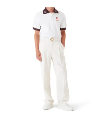 Casablanca Piqu Cotton Polo Shirt In White
