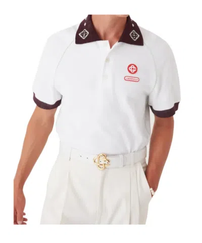 Casablanca Piqu Cotton Polo Shirt In White