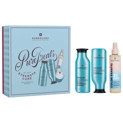 Pureology Strength Cure Shampoo, Conditioner & Color Fanatic Gift Set For Damaged Hair In Transparent