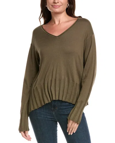Planet Cropped V-neck Sweater In Green