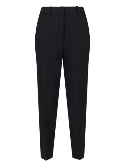 Incotex Straight-leg Trousers In Black Virgin Wool With Elasticated Waistband In Black