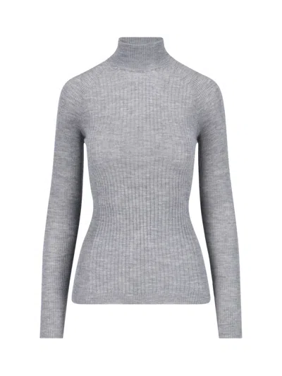 Sa Su Phi Long Sleeve Mock Neck Knitwear Top In Gray