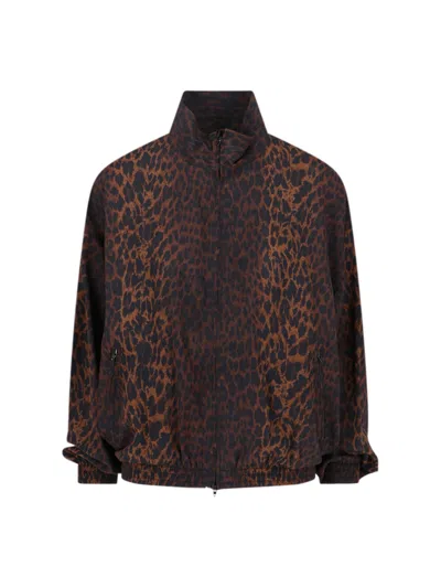 Balenciaga Crepe De Chine Full-zip Jacket With Leopard Print In Animal Print