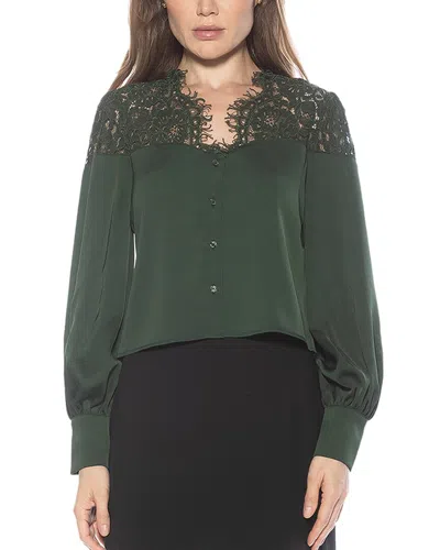 Alexia Admor Bryne Lace Trim Top In Green