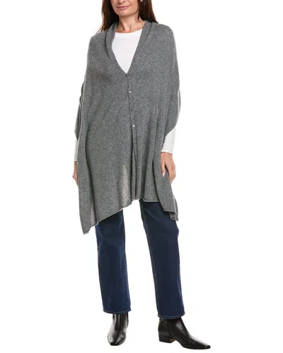 Amicale Cashmere Button Shoulder Cashmere Poncho In Gray
