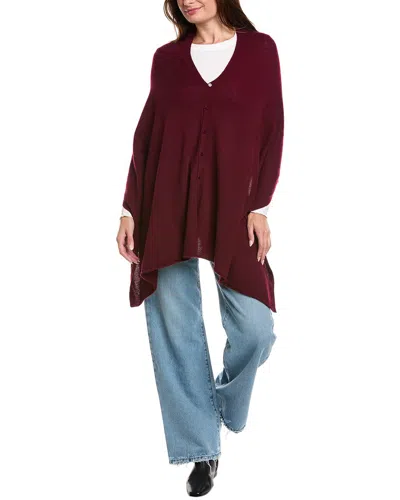 Amicale Cashmere Button Shoulder Cashmere Poncho In Red