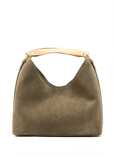 Elleme Small Boomerang Metal-handle Leather Bag In Blue