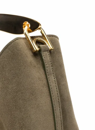 Elleme Small Boomerang Metal-handle Leather Bag In Blue