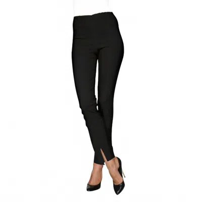 Mesmerize Zip Frontlong Pants W/slit In Black In Black
