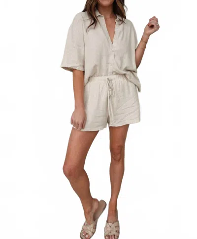 Hyfve Linen Button-down Set In Oatmeal In Neutral