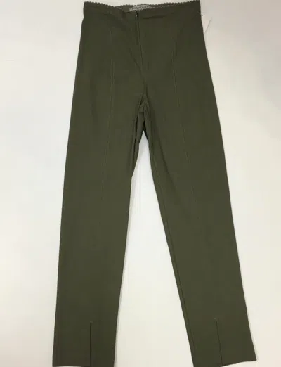 Mesmerize Zip Frontlong Pants W/slit In Olive In Green