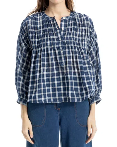 Max Studio Smocked Shirt In Blue