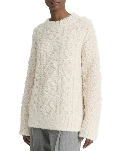Vince Textured Loop Stitch Cable Wool-blend Sweater In Neutral