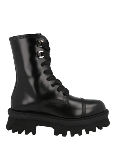 Ferragamo Black 30 Gancini Leather Biker Boots In Black