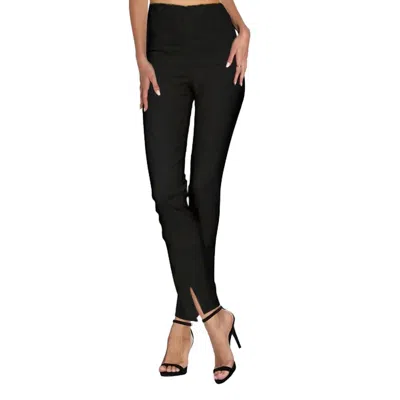 Mesmerize Zip Frontlong Pants W/slit In Denim Black In Black