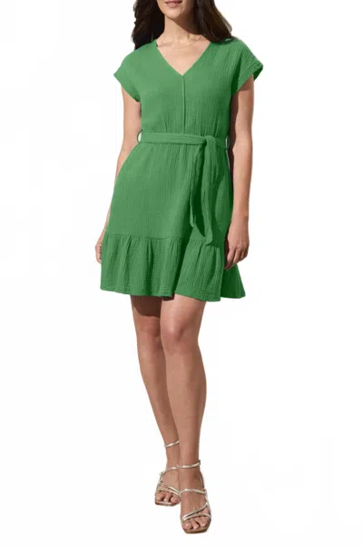 Tribal Cap Sleeve Dress With Pockets In Green Sea In Multi