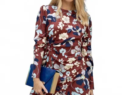 Esteem Couture Fallon Floral Long Dress In Brown In Multi