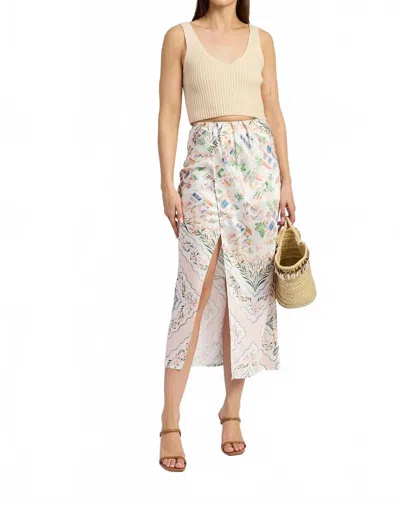 En Saison Alaia Satin Maxi Skirt In Multi In Gray
