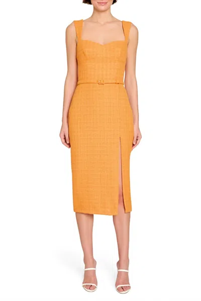 Amanda Uprichard Calabasas Midi Dress In Orange In Yellow