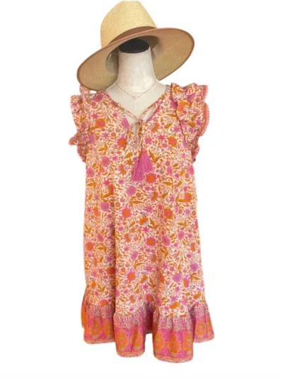 Doe & Rae Sunset Boho Mini Dress In Multi In Multi