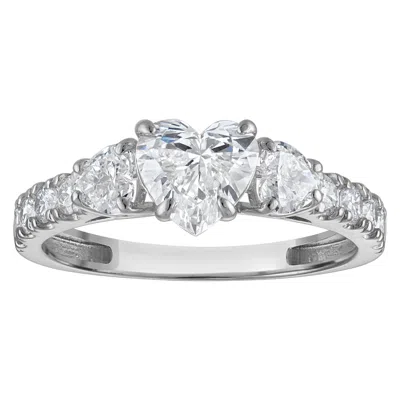 Naturalux 14k Yellow Gold 3-stone 1.8 Cttw Lab Grown Diamond Ring In Silver