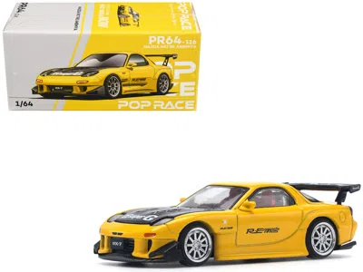 Pop Race Mazda Rx7 (fd) "re Amemiya" Widebody Rhd (right Hand Drive) Yellow With Carbon Hood 1/64 Diecast Mod In Multi