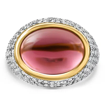 Pompeii3 11.17ct Tourmaline & Pave Diamond East West Ring 14k Yellow Gold Lab Grown Size: 6 In Metallic