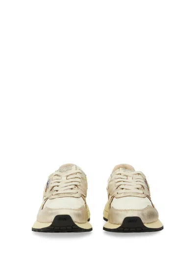 Autry White And Gold Leather Reelwind Sneakers In Multi