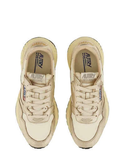 Autry White And Gold Leather Reelwind Sneakers In Multi