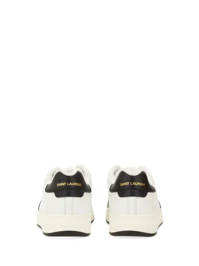 Saint Laurent Smooth Leather Sneakers Contrast Panel In White