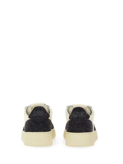 Autry Sneakers Medalist Low In Avory And Blue Leather Glittered In Multi
