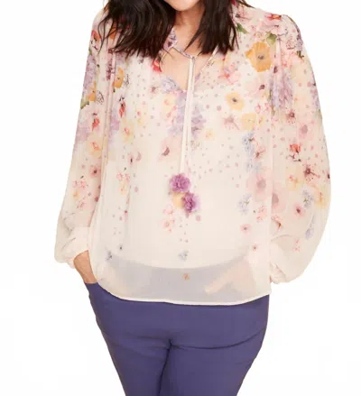 Renuar Woven Floral Blouse In Roseco Rosette Combo In Neutral