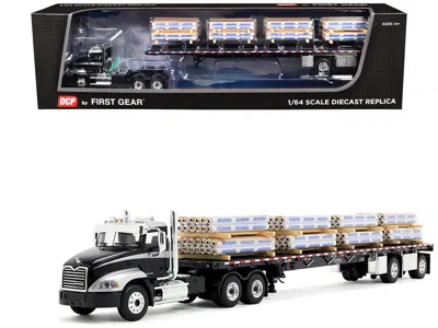 First Gear Mack Pinnacle Day Cab With Minimizer Parts & 53' Wilson Roadbrute Flatbed Trailer With "carlisle Roo In Black