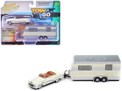 Johnny Lightning 1953 Buick Super Cream With Travel Trailer Limited Edition "tow & Go" Series 1/64 Diecast Model Car  In Nude