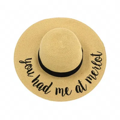 Cc You Had Me At Merlot Embroidered Sun Hat In Tan/black In Brown