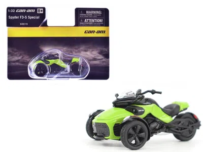 Brp Models Can-am Spyder F3-s Special 3-wheel Motorcycle Manta Green 1/32 Diecast Model By  In Green