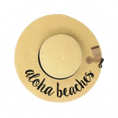 Cc Aloha Beaches Embroidered Sun Hat In Tan/black In Metallic