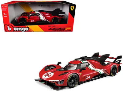 Bburago Ferrari 499p Modificata #24 Red With Italian Flag Stripes "racing" Series 1/18 Diecast Model Car By  In Red