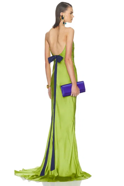 Alejandra Alonso Rojas Open Back Gown With Bow In Green