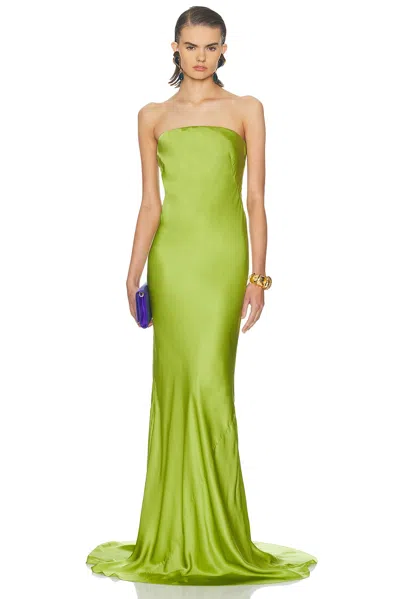 Alejandra Alonso Rojas Open Back Gown With Bow In Green