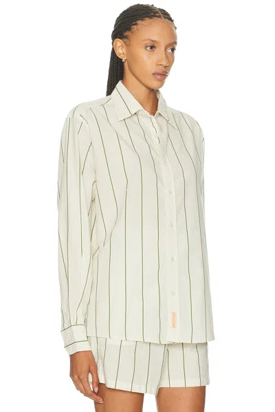 Bode Murray Stripe Cotton Button-up Shirt In White