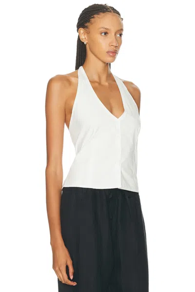 Deiji Studios Linen-blend Jersey Wrap Halter Top In White
