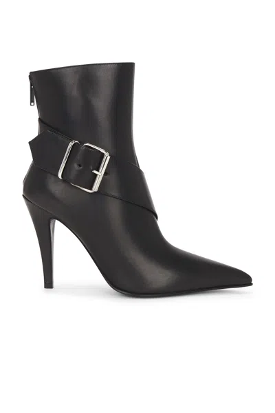 Alexander Mcqueen Calfskin Heron Buckle Heeled Boots 105 In Black