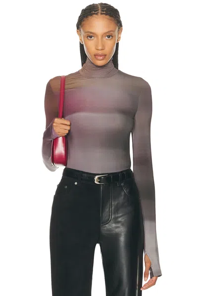 Helmut Lang Long Sleeve Turtleneck Ombre Top In Purple