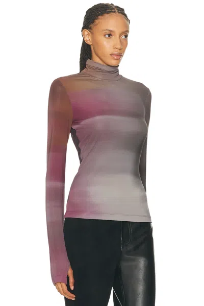 Helmut Lang Long Sleeve Turtleneck Ombre Top In Purple