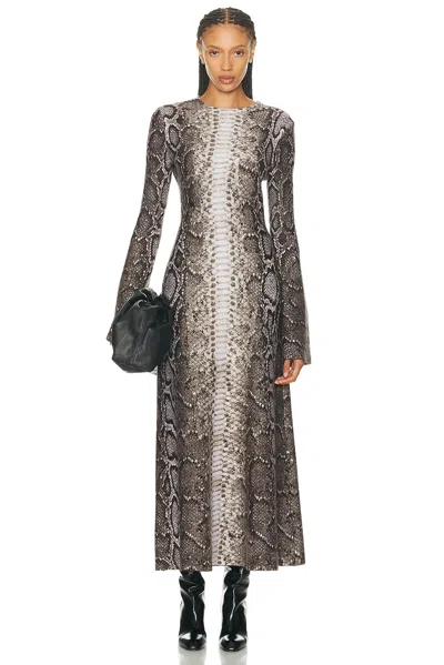 Gabriela Hearst Snake-effect Jacquard-knit Cashmere And Silk Blend Maxi Dress In Gray