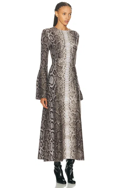Gabriela Hearst Snake-effect Jacquard-knit Cashmere And Silk Blend Maxi Dress In Gray